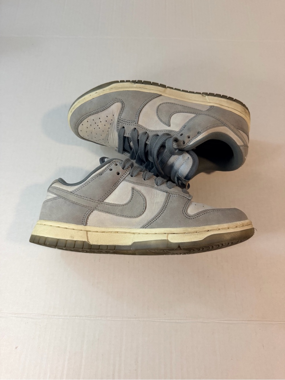 Nike dunk Gray Suede Low-Top Sneakers with Swoosh